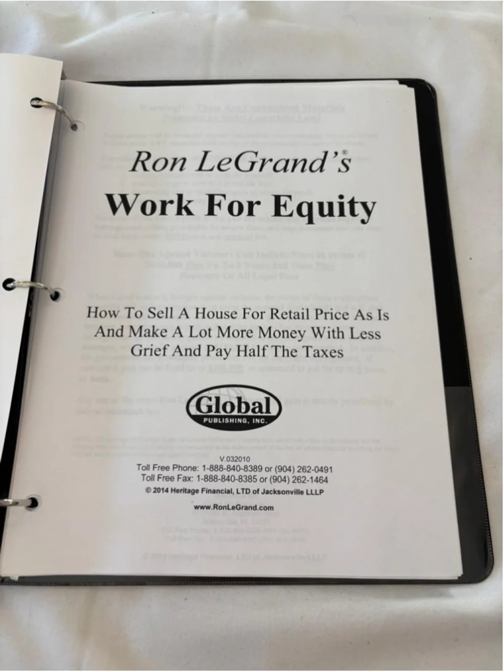 Ron LeGrand Work For Equity System Binder and 5 Discs Red White One Size #E66